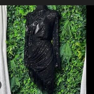 NWOT Women’s Black Sequin Asymmetrical Dress Size Large